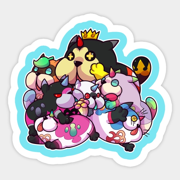 MEOW WOW PILE Sticker by Shlimaz